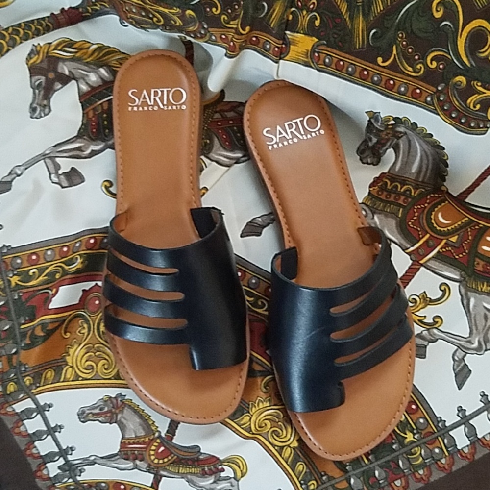 Franco sarto black leather flats 5.5